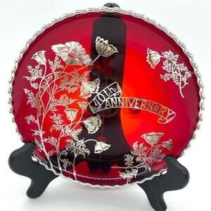 Vintage Viking Ruby Red Glass Footed Plate